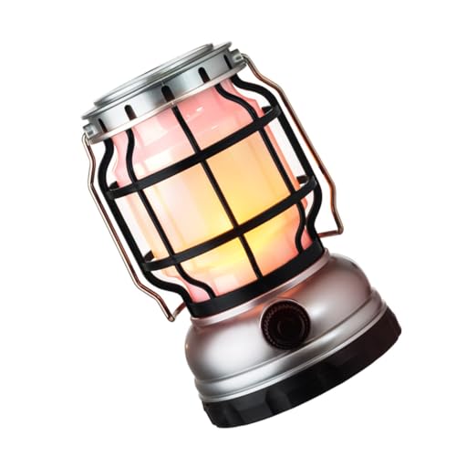 Alipis USB Wiederaufladbare LED Campinglampe mit Solarzelle Faltbare Tragbare Zeltlaterne mit Bügel für Outdoor Abenteuer Notfälle Wandern Angeln und Camping Silberfarben Langlebiges Abs