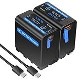 JYJZPB 2 Packs 10500mAh NP-F970 Batteries for Sony NPF 970 F750 F550 F570 F330, PD 30W USB-C Fast Charging Battery for Cameras Monitor, Handycam, Camcorders and Lights