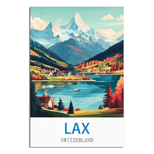 Poster vintage de voyage Suisse LAX 60 x 90 cm pour décoration murale rétro LNBIAND