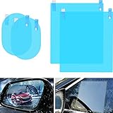Car Rearview Mirror Film 4Pcs Car Side View Mirror Anti Glare Film Nano Films Anti Fog Rainproof Waterproof Membrane Protector for Car Rear View Mirrors Side Windows(2pcs Oval & 2pcs Rectangular)