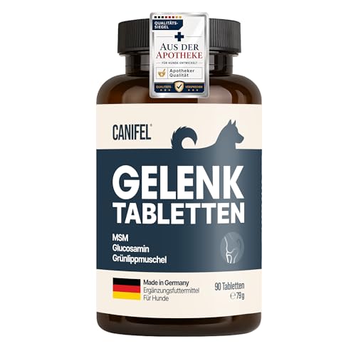 Gelenktabletten Hund, Apotheker Rezeptur, 90 Stück reicht bis zu 6 Monate, von Apothekern entwickelt & Tierärzten geprüft, mit Grünlippmuschel hochdosiert, Glucosamin, MSM, Chondroitin, Teufelskralle