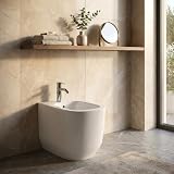 Bidet filomuro monoforo in ceramica bianca con fissaggi nascosti 36x56 cm – Alba | Ceramica Dolomite