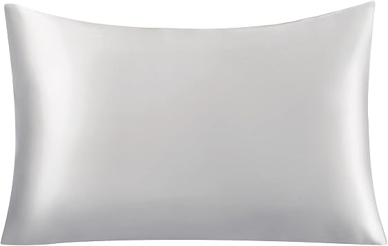 Vividmoo Natural Silk Pillowcase King Size, 19mm with Hidden Zipper, Both Sided 100% Mulberry Silk Pillow Covers, Hypoallergenic Gift, Soft Breathable Smooth, 20x36in, Silver Grey, 1 Pack