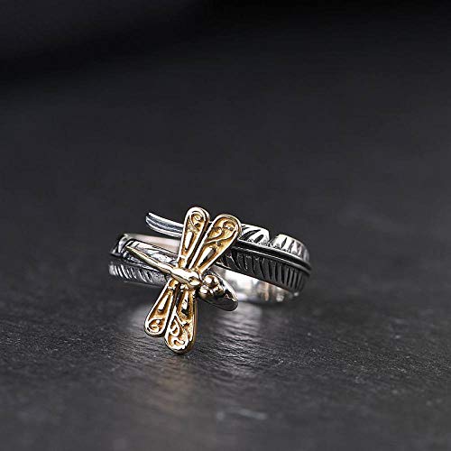 Bague ajustable libellule jaune S925 résout les problèmes de taille de doigt