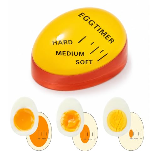 Temporizador De Huevos Cocidos, Indicador de Cocción de Huevos, Medidor de Cocción Huevos, Egg Timer, Temporizador para Cocción Huevos, indicador Huevo Hervido Suave, Medio y Duro, Amarillo