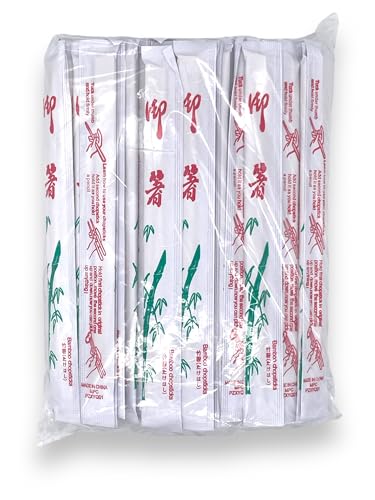 Chinese Bamboo Disposable Chopsticks - Pack of 100 Pairs, 9' long, Has Directions on the Back of...
