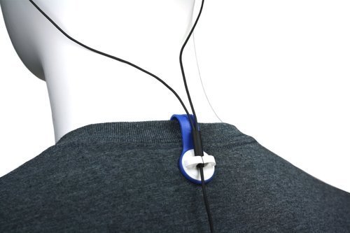 Bud Buttons by SPRK - Magnetic Headphone & Earbud Cord Organizer - Sure Stay Clip Great for Musicians, Runners & Outdoor Fitness (Blue/White)