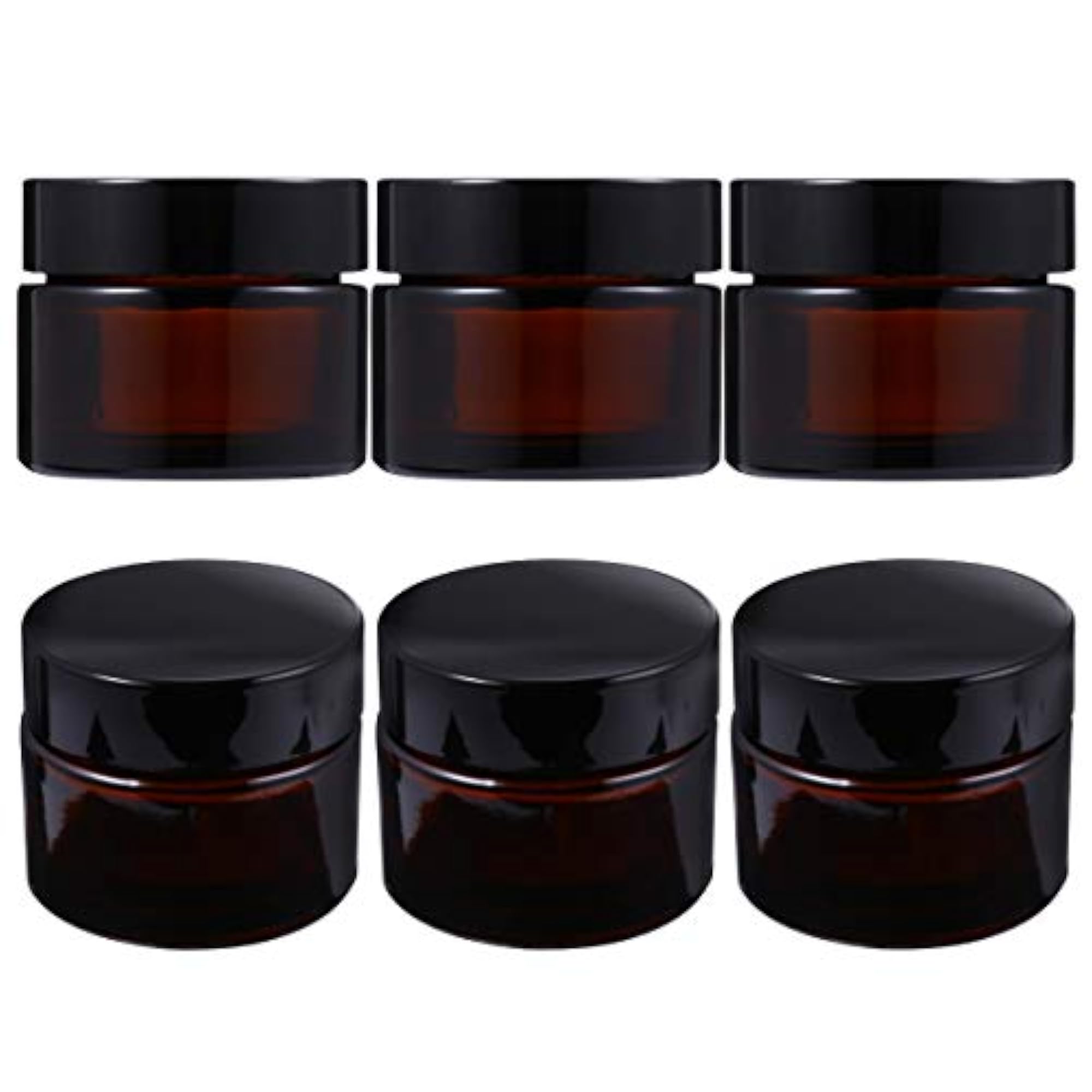 6pcs Amber Round Glass Jar Mini Empty Cosmetic Container