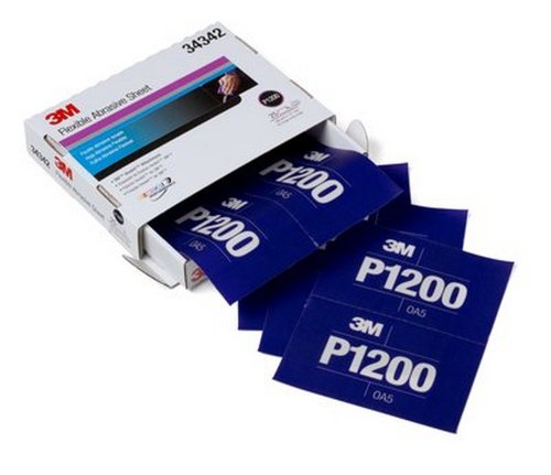 3M Flexible Abrasive Hookit Hand Sheets--P1200--Box of 25 sheets