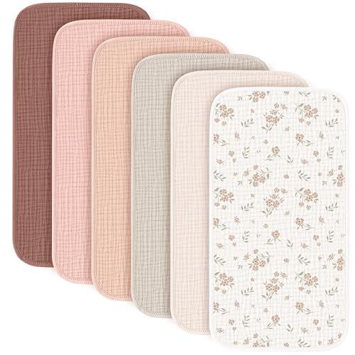 Image of Konssy 6-Pack Muslin Baby Burp Cloths, Large 100% Cotton Burping Clothes, Soft & Absorbent for Newborns, Baby Boys and Girls