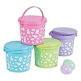 Plastic Easter Buckets (12 pails with lids) 4 inch Size - Easter Basket Party Supplies