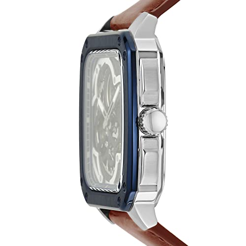 Image of Fossil Mens 42 mm Inscription Blue Dial Leather Analogue Watch - ME3202