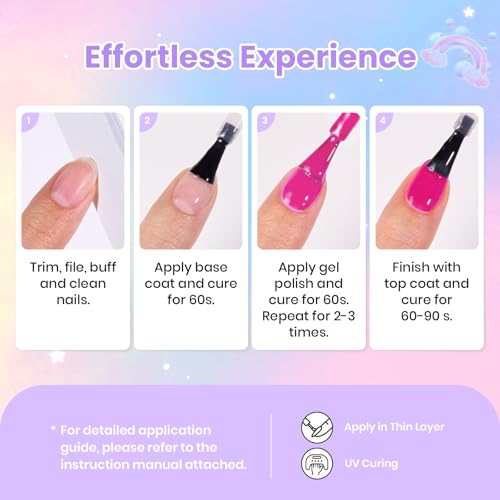 Image of Beetles Pastel Gel Polish Set - 6 Colors Pastel Shimmer Gel Polish Kit Soak Off UV LED Gel Nail Set Daily Salon Manicure Long Lasting DIY Nail Art Gift for Women