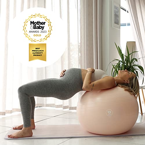 Foto von BABYGO Gymnastikball Schwangerschaft Sitzball Büro Schwanger Yoga Pezziball | inklusive Schwangerschaftsbuch zur Geburt & Fitness | Anti-Burst 1000kg Pezziball 75cm nackt