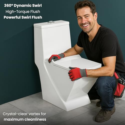 Image of KrissKross Western Floor Mounted One-Piece Water Closet Ceramic Western Toilet /Commode for Toilet with Soft Close Seat Cover For Lavatory, Toilets S-Trap Outlet Is From Floor,White