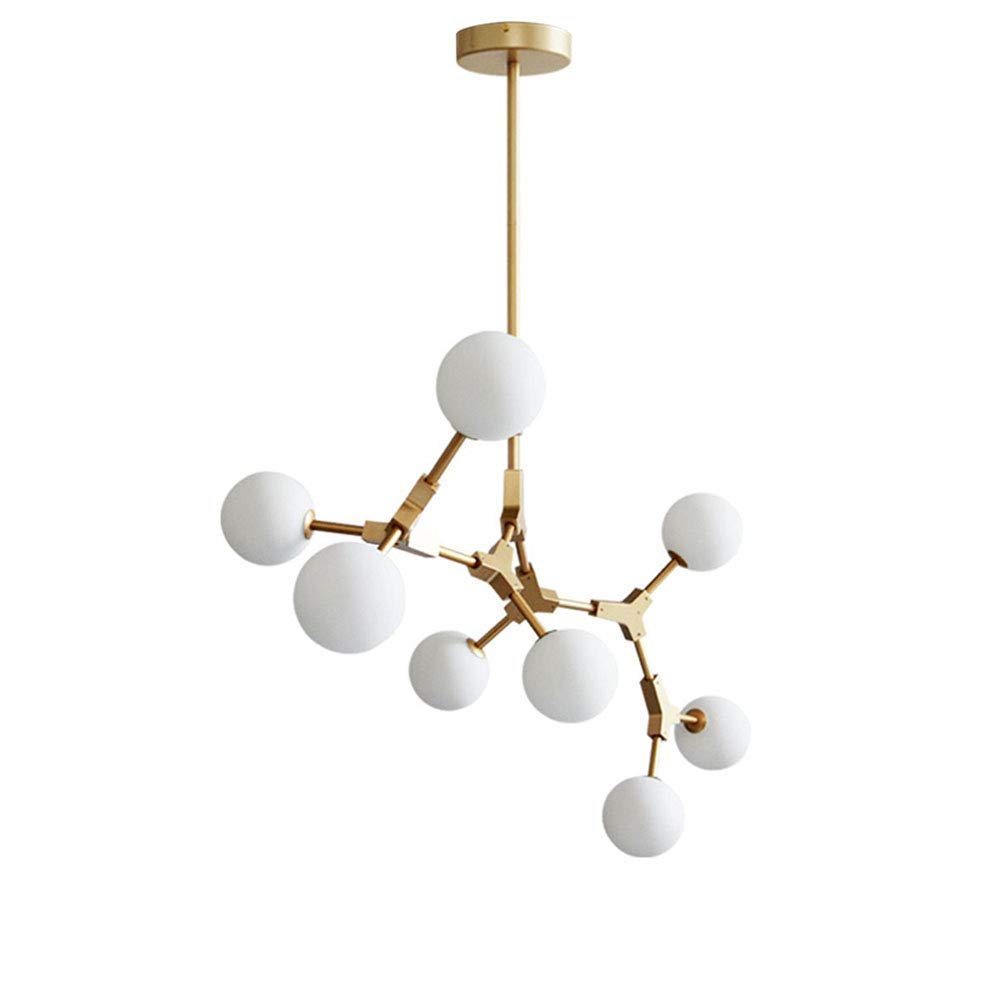 Lampa sufitowa, regulowana, nordycki nowoczesny żyrandol, 6 świateł, wisząca lampa z połowy wieku, żelazna lampa sufitowa, do kuchni, jadalni, salonu, złoty, 8 świateł T-256 (złoty, 8