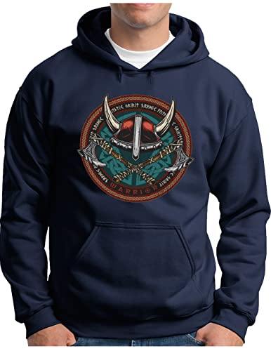 Sweat à capuche Viking pour homme OM3 Berserker bleu marine taille XL