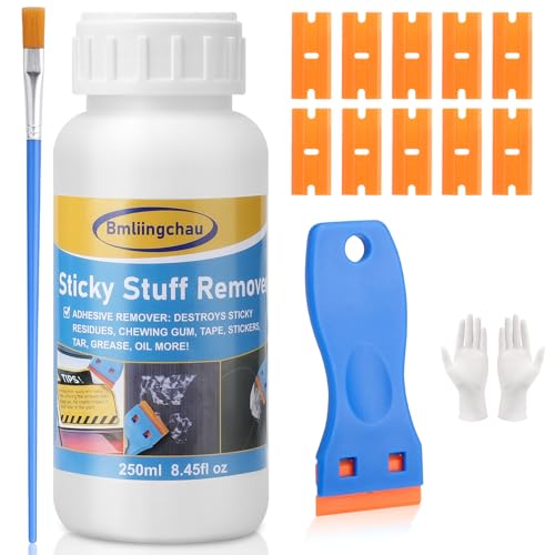 Etikettenlöser Etikettenentferner Kleberentferner 250ml klebstoffentferner Extra Stark Etikettenentferner und Kleberlöser Aufkleberentferner mit Spezial-Spatel Entfernt Kleber, Etiketten, Fett, Harz