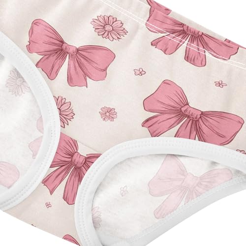 Wusikd Cute Pink Bows Floral (2) Girls' Underwear Cotton Girls Briefs Soft Toddler Underwear 2T4