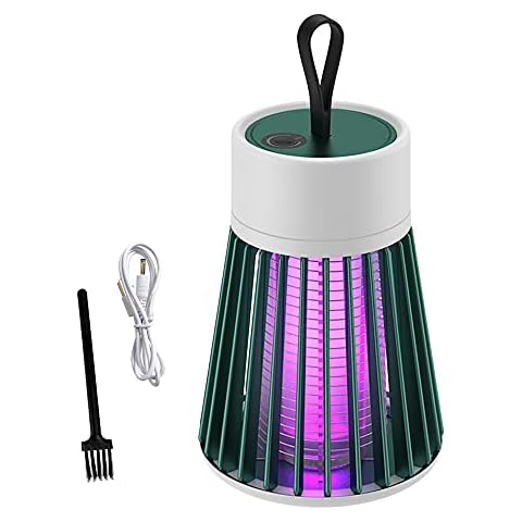 Mosquito Killer,Mute Electric Bug Zapper,Portable 360° UV Effective Attraction Fly Trap,Mosquito Zapper Lamp with Clean Brush & Built-in Battery,Insect Killer,Outdoor Indoor,USB Rechargeable (Green) Cover