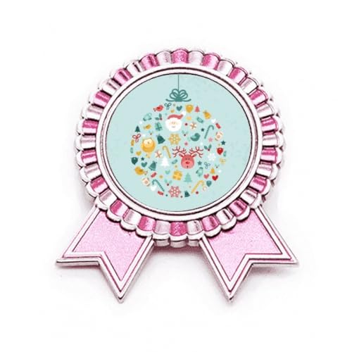 Broche cercle de Noël portrait rose : le cadeau idéal en métal
