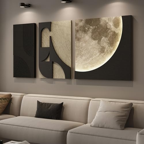 3D LED Abstract Wall Art for Living Room, 3 Piece