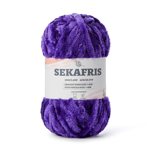 Sekafris Chenille Velvet Soft Yarn Dewberry 1 Pack
