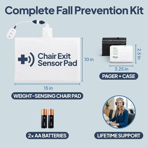 Image of Smart Caregiver Chair Exit Alarm System with Wireless Pager and for Fall Prevention | Chair Alarm Alerts Caregiver When They Get Up from The Chair | USA-Based Company and Customer Support