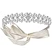 BABEYOND Crystal Bridal Headband Headpiece Wedding Headpiece for Bride Wedding Bridal Hair Accessories with Ivory Satin Ribbon Silver Tone