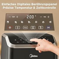 Midea Heißluftfritteuse 7L Fassungsvermögen, Airfryer mit Sichtfenster & Licht, 7 Programme, HeatXpress Technologie 90% weniger Öl, Energie- und Zeitersparnis, Antihaft, Schwarz – Ansicht 6
