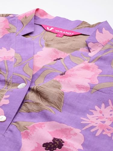 Image of Varanga Women Lavender Floral Printed Cotton Co-Ords