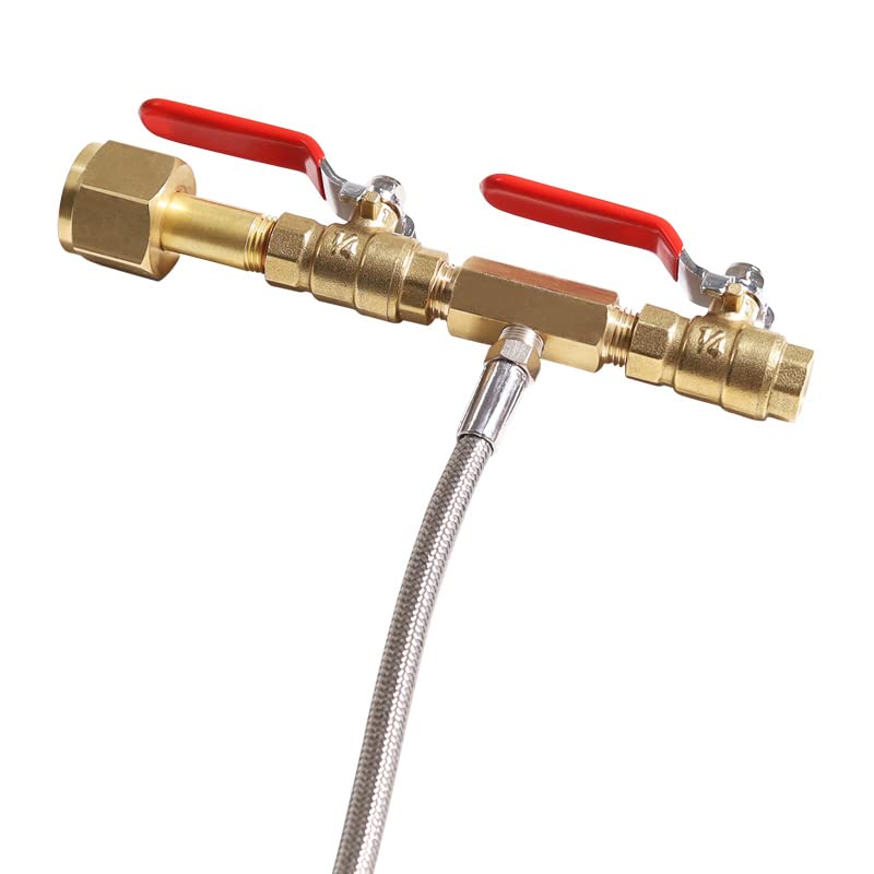 TUXING CO2 PCP Refill Adapter Filling Station Connector Kit, CGA320 and G1/2-14 CO2 Dual Valve Bottle Refill Station with 36 inch Braided Hose for CO2 Tanks