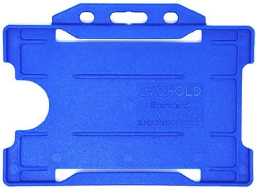 NHS Blue Recyclable Single-Sided Rigid Open Faced ID Card Badge Holders Horizontal/Landscape (CR80 54mm 86mm, Credit Card Sized) (NHS Blue)
