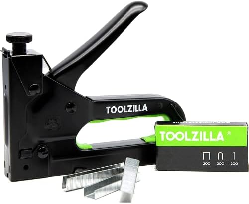 TOOLZILLA Heavy Duty Staple Gun & Staple Selection Pack - Professional Set with Multiple Usage as Staple Gun for Upholstery Work, Staple Gun for Wood - All Black Special Edition