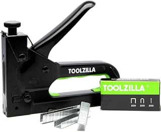 TOOLZILLA Heavy Duty Staple Gun & Staple Selection Pack - Professional Set with Multiple Usage as Staple Gun for Upholstery Work, Staple Gun for Wood - All Black Special Edition