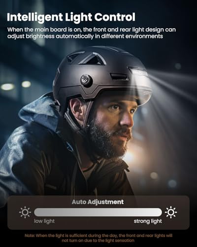 ILM Smart Adult Bike Helmet with Automatic G-Sensor Turn Signal & Brake Warning LED Light Control, Road Cycling Bicycle Helmets for Men Women E3-12LS Matte Black Large X-Large