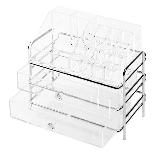 Richards Homewares Kosmetik-Organizer, 16 Fächer und 2 Schubladen, transparent Cover