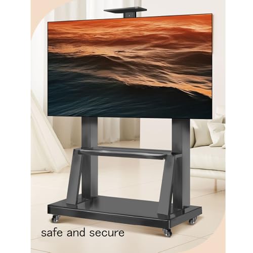 Soporte móvil para TV con ruedas ajustables, carga hasta 300 lb miniatura 4