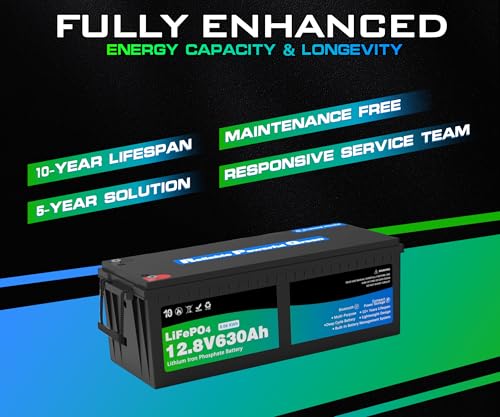 Image of 12 Volt 630Ah Lithium Golf Cart Battery, 12V LiFePO4 Battery, 200A BMS, 4000+ Cycles, 8.06 kWh Energy, 2.56kW Max Power Output, Perfect for Off-Grid, Home Storage, RV, Marine