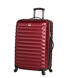 Lucas Treadlight Checked Luggage Collection - 28 Inch Scratch Resistant (ABS + PC) Hard Case Bag - Ultra Lightweight Expandable Large Suitcase With Rolling 4-Spinner Wheels (28in, Burgundy)