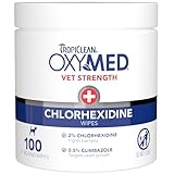 TropiClean OxyMed Chlorhexidine Dog Wipes, Gentle & Effective Dog Skin Irritation Treatment, Cleaning & Deodorizing Chlorhexidine Wipes, Cat Friendly, 100 Count