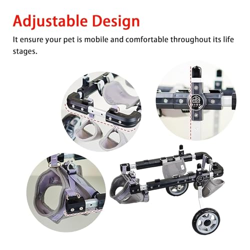 Silla de ruedas para perros y gatos discapacitados, cochecito ajustable 4