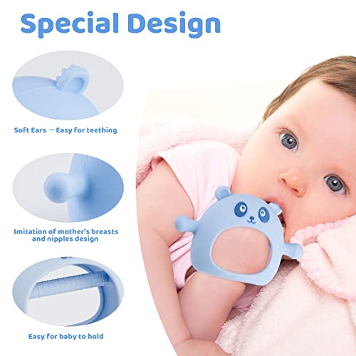 Baby Teething Toys, 3 Pcs Teethers Set For 0-6, 3-6 Months & 6-12 Months, Baby Essentials, Infant Toys, Baby Chew Toys Set Food Grade Silicone, Bear Shape Teething Toy Fruit Shape Teether Set #TOP2