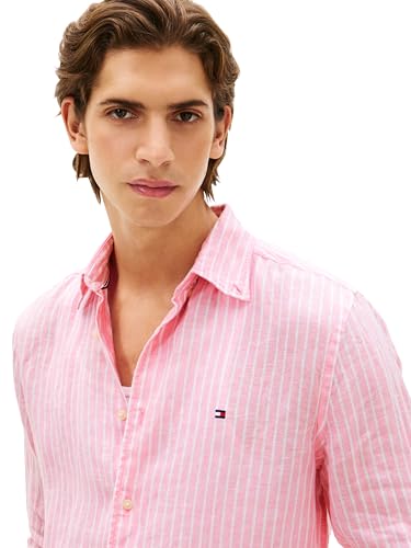 Image of Tommy Hilfiger Men's Long Sleeve Casual Linen Button Down Shirts in Regular Fit