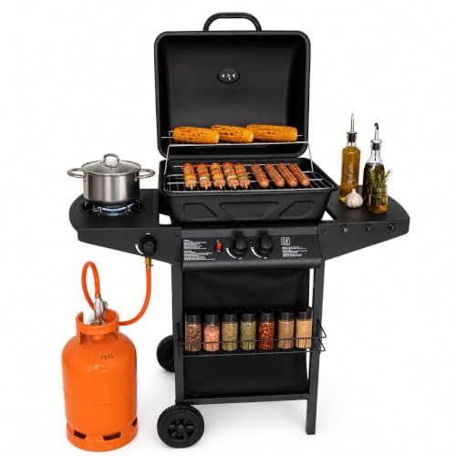 Barbecue a Gas con Pietra Lavica 2 Bruciatori + Fornello