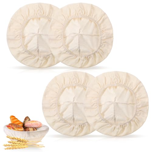 Oruola Lot de 4 toiles rondes en lin pour panier de fermentation et pâtisserie (25 cm)