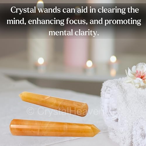 Image of Certified Yellow Aventurine Crystal Wand - Pointed Crystal Wand for Energy Healing, Chakra Balancing, Meditation and Home Decor - Crystals and Healing Stones for Gift