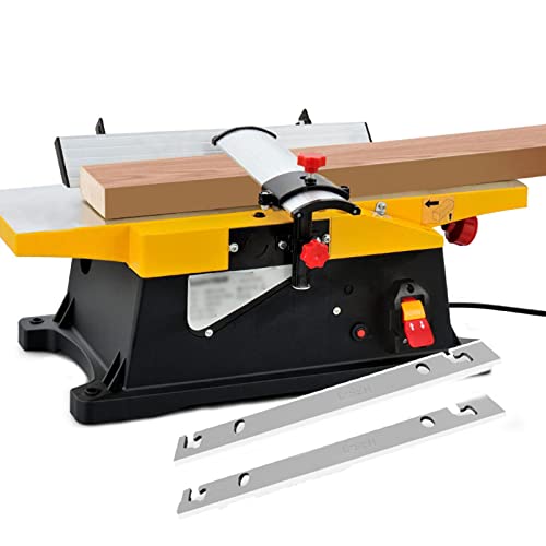 Cepilladora de Madera eléctrica de 6 Pulgadas con 2 Cuchillas,Cepilladora de sobremesa Resistente de 1800 W, Cabezal de Corte preciso de 12000 RPM, Mesa de Trabajo Grande de alumin
