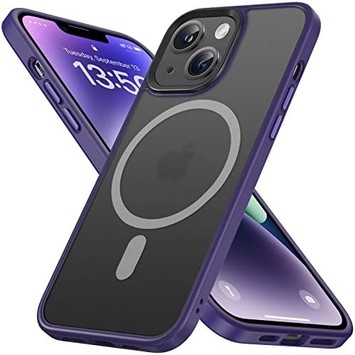 BENKS Magnetic iPhone 13/14 Case Compatible with Magsafe Military Grade Drop Protection Translucent Matte Ultimate Touch Feeling Shockproof Bumper Slim Protective Case for iPhone 13/14 Black