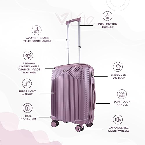 Image of Verage V-Lite Galaxy 56 cms Purple Hard Sided Cabin Size Carry On Luggage Trolley Bag for Travel, Suitcase with 8 Spinner Wheels for Men and Women